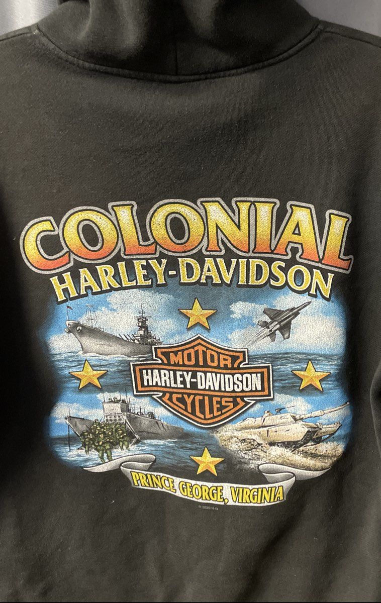 Harley-Davidson Men's Black #1 Stars Stripes Graphic Pullover Hoodie Sz L