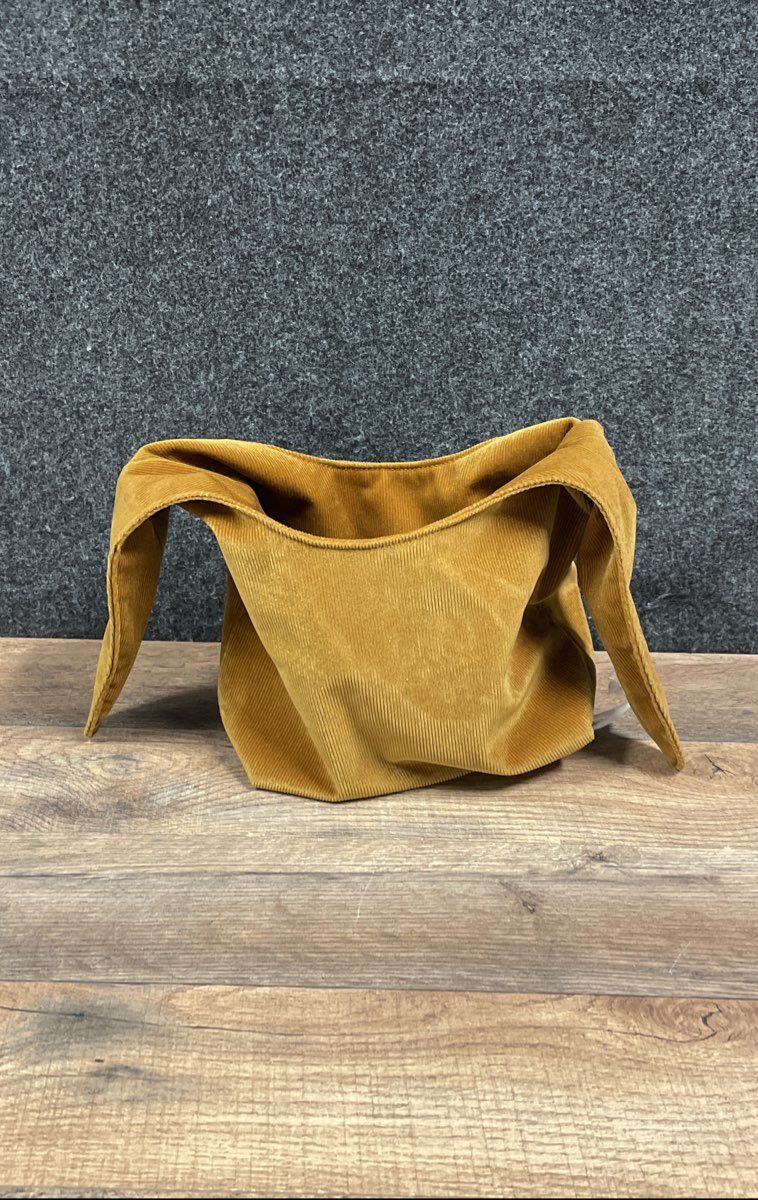 Merit Gold Ochre Corduroy Knot Bag Slouchy Signature Carry Bag Tote NWT