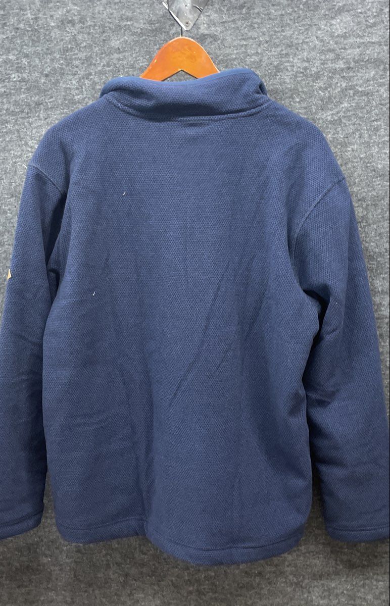 Orvis Men's Blue Textured Knit Quarter Zip Sherpa Lined Pullover Jacket Sz M