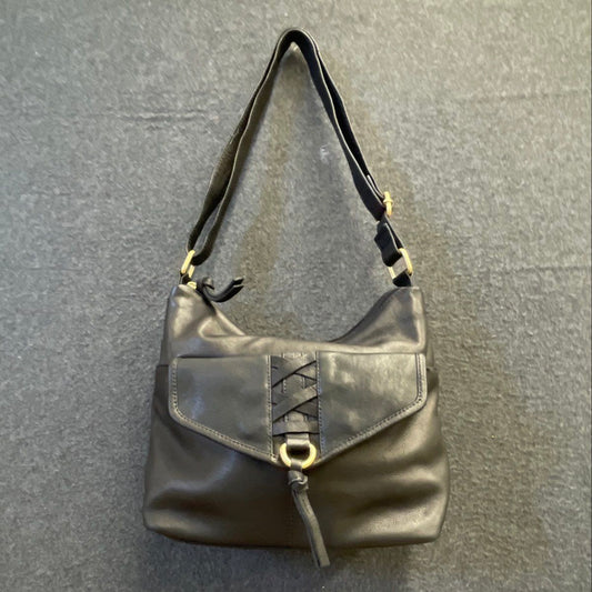 Great American Leather Works Black Leather Laced Front Crossbody Shoulder Bag