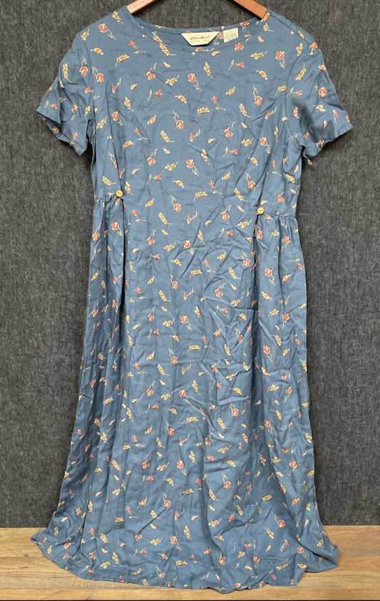 Vintage 90s Eddie Bauer Floral Print Rayon Cottagecore Dress Sz PS