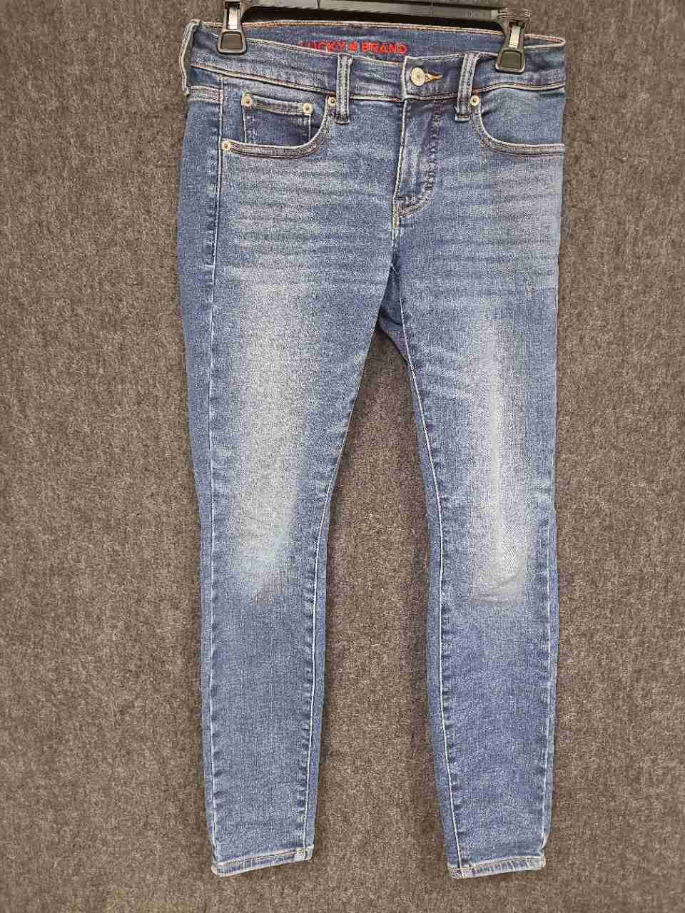 Lucky Brand Women's Blue Faded Whiskered Skinny Jeans Sz 0/25