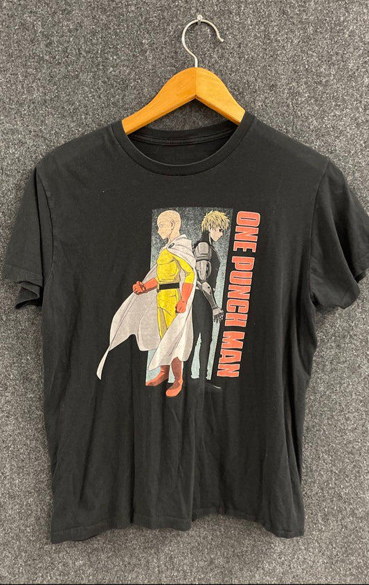 One Punch Man Men's Black Saitama Genos Graphic Anime Manga T-Shirt Size XL