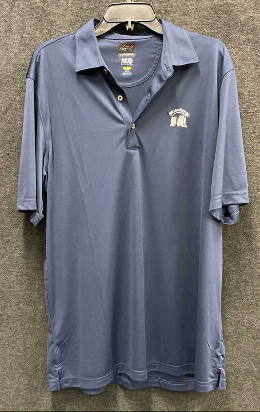Greg Norman Men's ML75 Play Dry Golf Polo Shirt Blue Stonehenge Logo Size L
