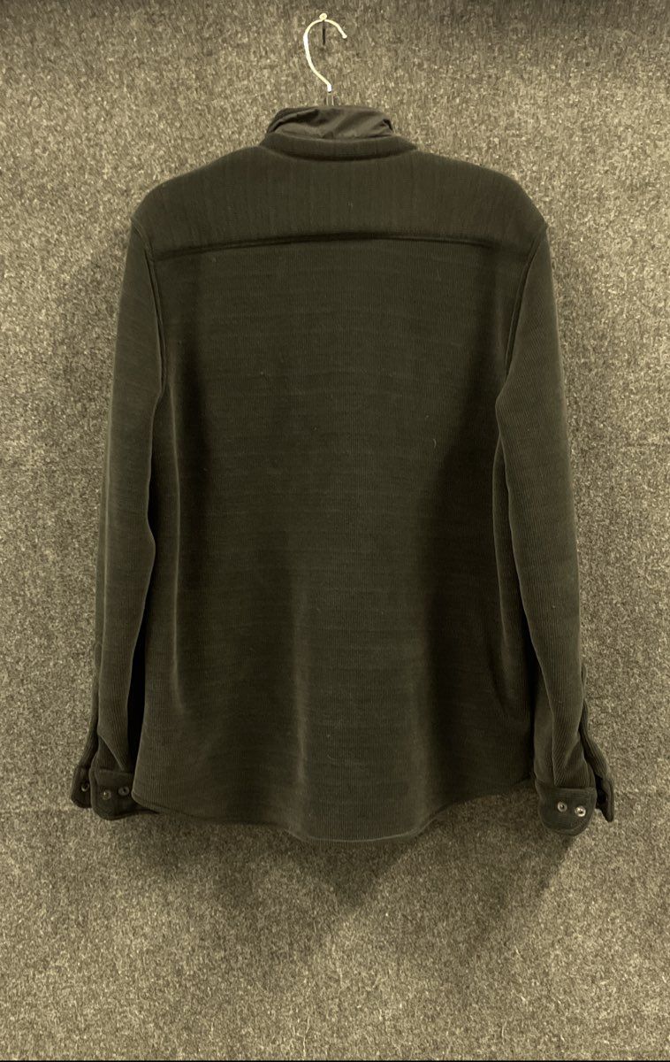 Kenneth Cole Active Men's Black Ribbed Fleece Mock Neck Snap Shirt Jacket Sz L