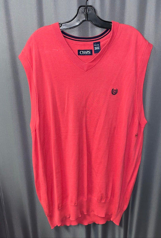 Chaps Men's Red V-Neck Cotton Sweater Vest Embroidered Logo NWT Sz XLT