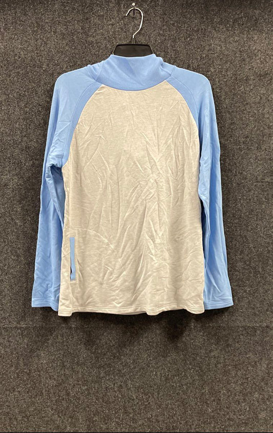 FootJoy Women's Color Block Hoodie Blue Grey Heather Funnel Neck Arsenal Sz M