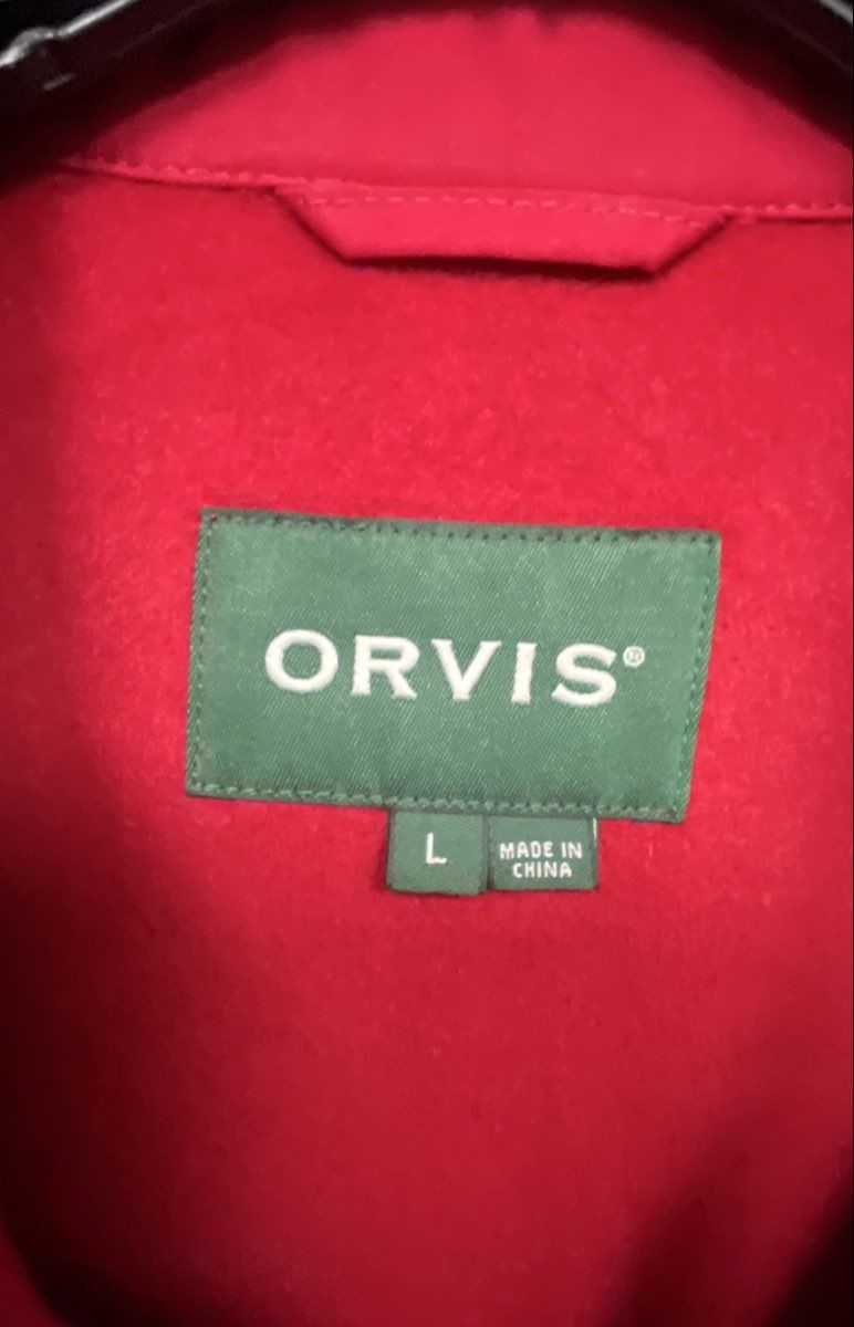Orvis Men's Red Heavyweight Heritage Button Front Shirt Jacket Sz L