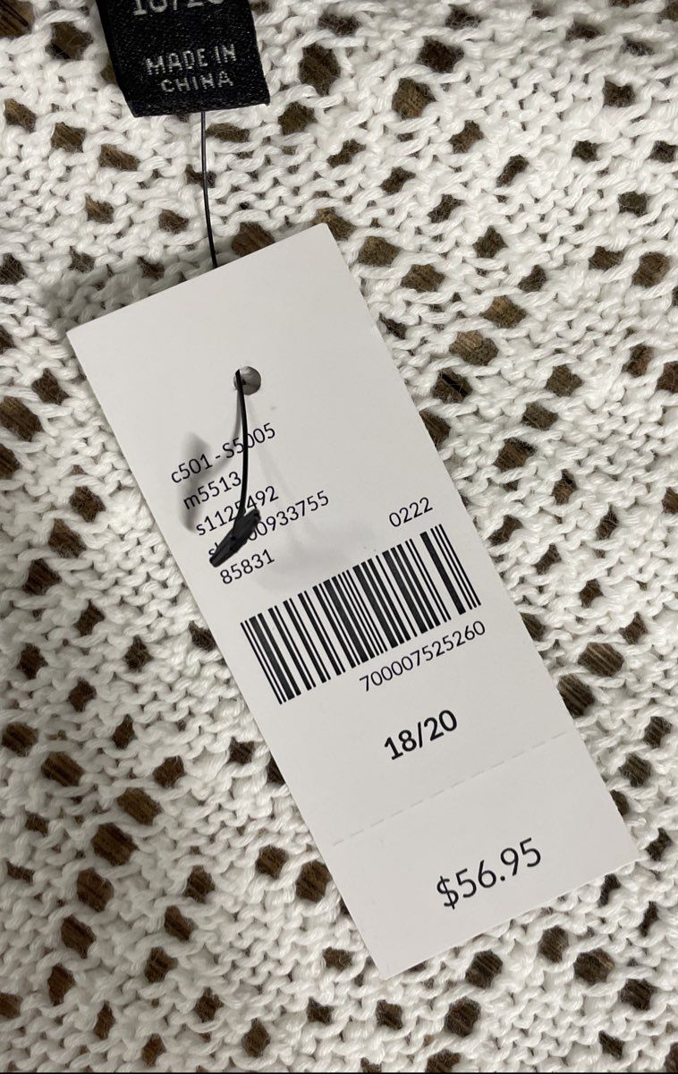 Lane Bryant Women's White Pointelle Knit Open Front Cardigan Shawl Sz 18/20 NWT