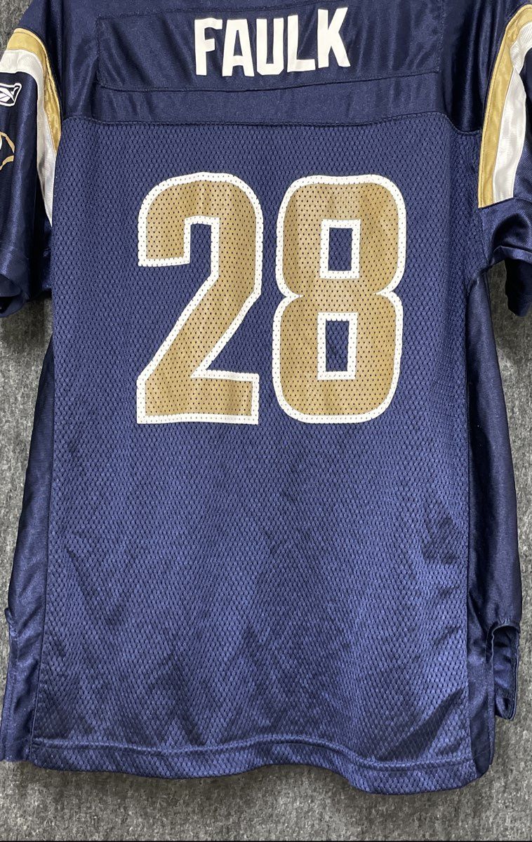 Vintage Reebok Youth St Louis Rams Marshall Faulk #28 Jersey Navy Blue Sz XL