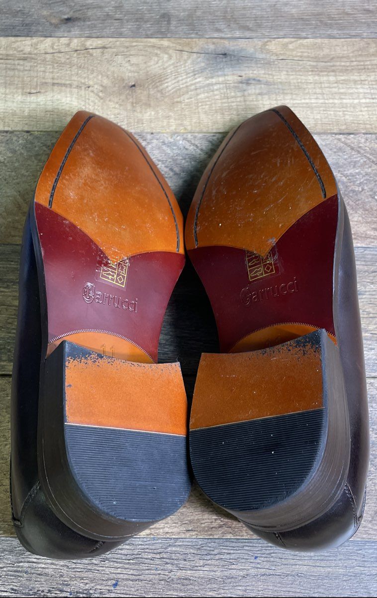 Garrucci KS503 Chestnut Dark Burgundy Leather Tassel Medallion Loafers Size 11