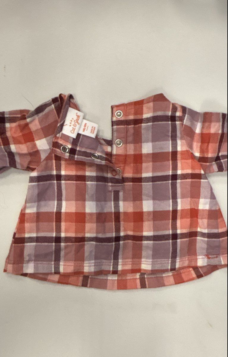 Cat & Jack Baby Girls Plaid Ruffle Blouse and Bloomer Diaper Cover Set Sz NB