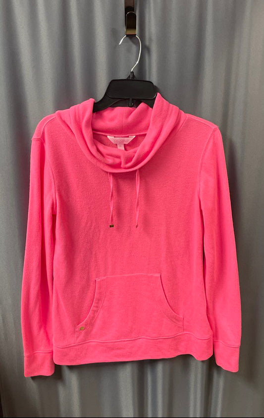 Lilly Pulitzer Women's Pink Cowl Neck Pullover Sweatshirt Pocket Sz XS