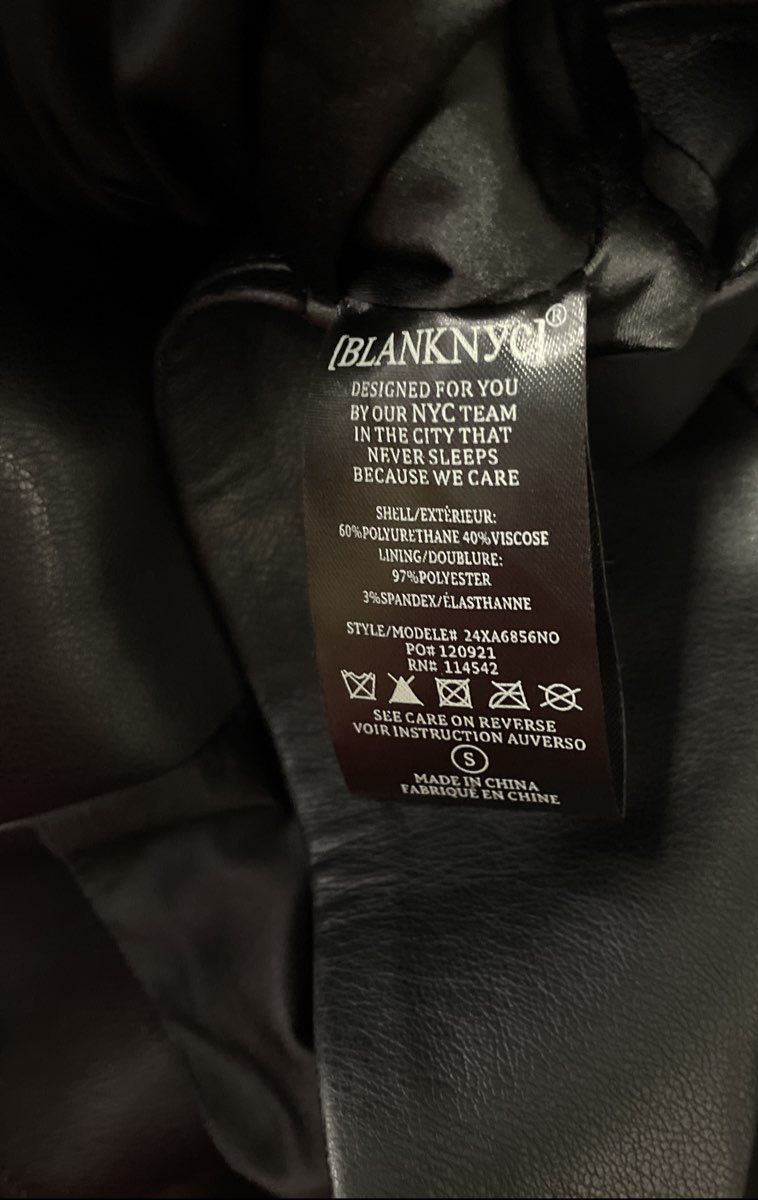 Blank NYC Women's Black Faux Leather Moto Jacket Asymmetrical Zip Cropped Sz S