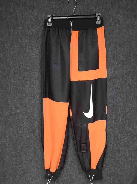 Nike Men's Woven Utility Jogger Pants Black Orange Colorblock Big Swoosh Sz M