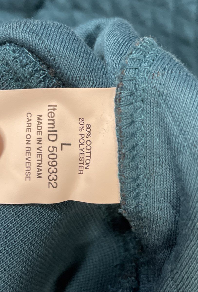 L.L.Bean Men's Teal Blue Quilted Quarter-Snap Pullover Sweatshirt Sz L