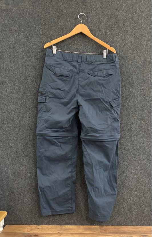 BC Clothing Men's Convertible Cargo Pants Blue Zip Off Hiking Shorts Sz L x 30