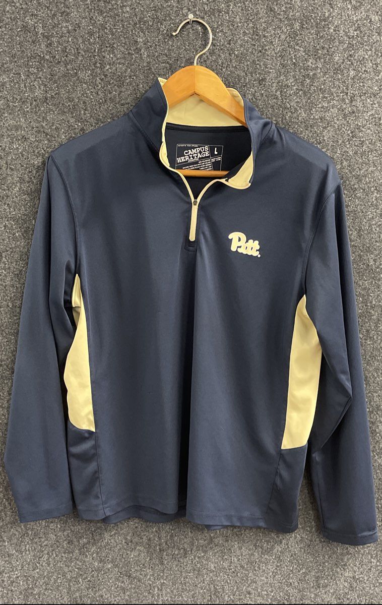 Men's Size L Blue Gold Campus Heritage Pittsburgh Panthers 1/4 Zip Pullover
