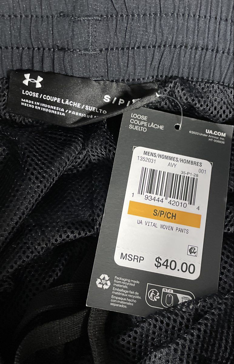 Under Armour Men's UA Vital Woven Pants Black Loose Fit NWT Size S