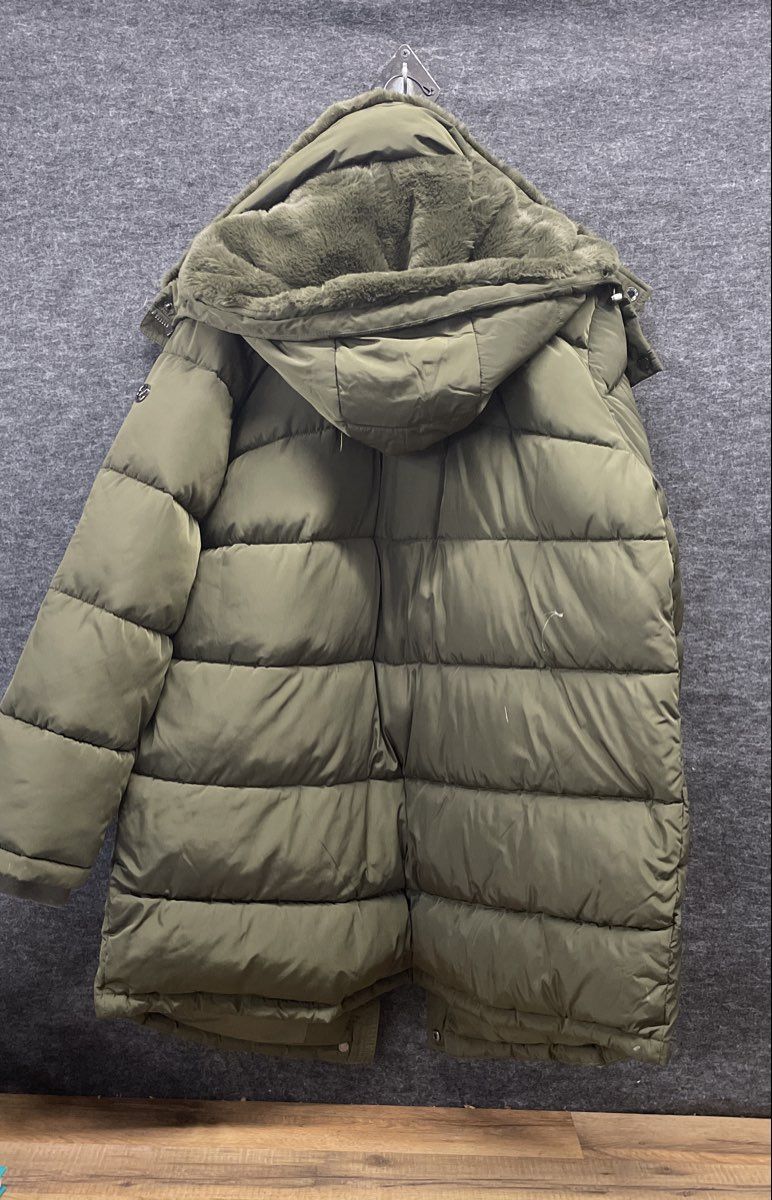 Calvin Klein Women's Olive Green Sorona Aura Hooded Puffer Parka Jacket Sz XXL