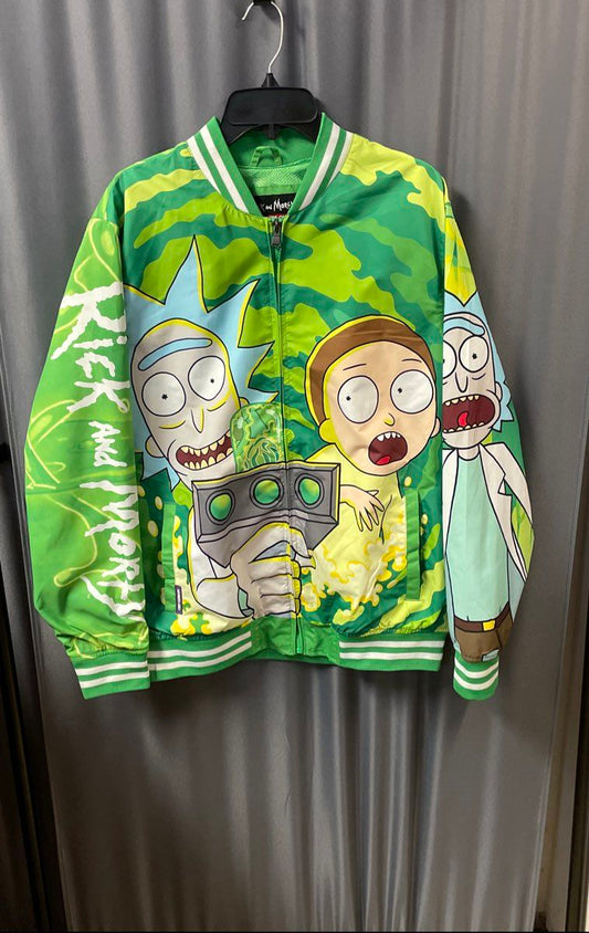 Members Only Men's Graphic Bomber Track Jacket Green Sz M