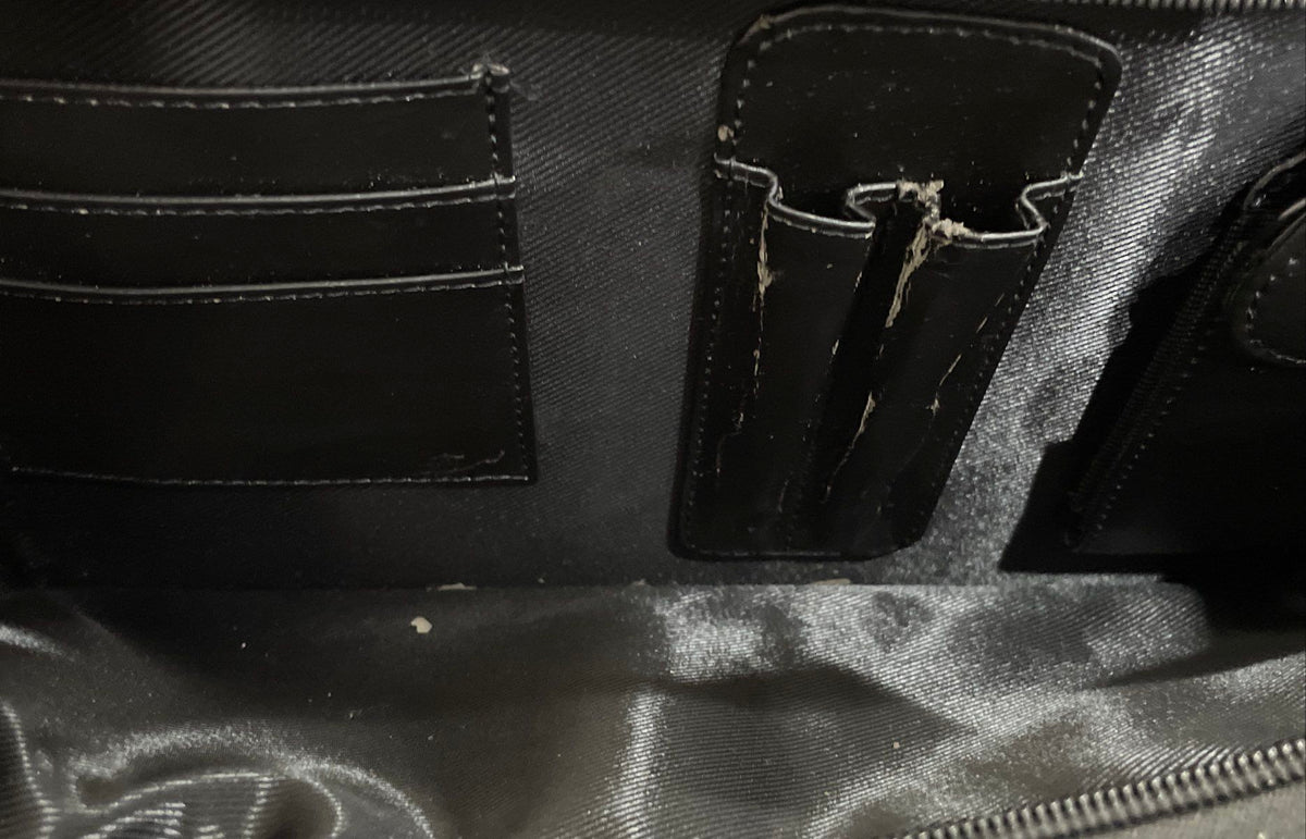 Ogio Black Leather Briefcase Business Laptop Bag Front Zip Pocket Professional