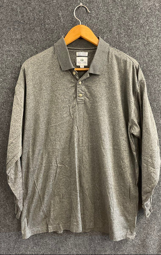Lone Cypress Pebble Beach Men's Gray Mercerized Cotton Long Sleeve Polo Shirt XL