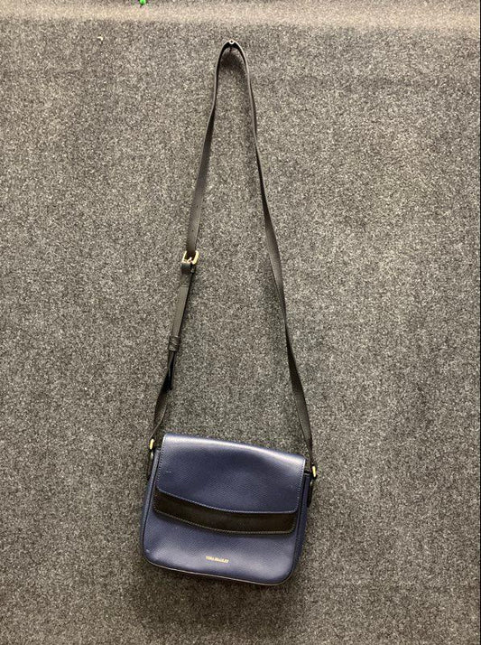 Vera Bradley Navy Blue Black Pebbled Faux Leather Flap Crossbody Bag