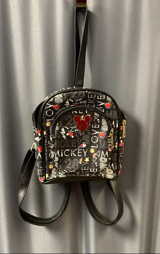 Disney Mickey Mouse Black Sketch Doodle Print Mini Backpack Gold Hardware 2020