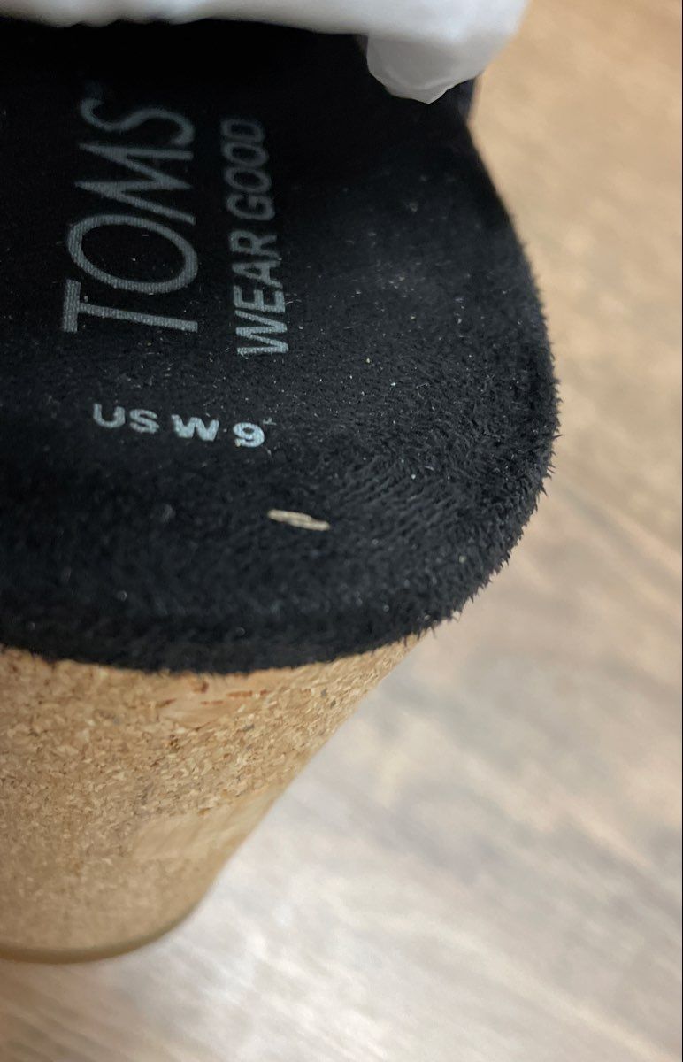 TOMS Monica Black Canvas Platform Wedge Slingback Sandals Women's Size 9