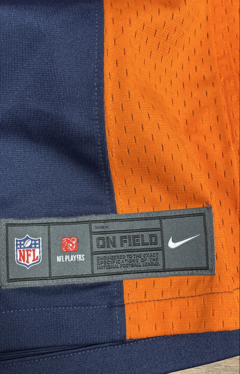 Nike Men's Denver Broncos Wes Welker 83 Football Jersey Navy Blue Orange Sz L