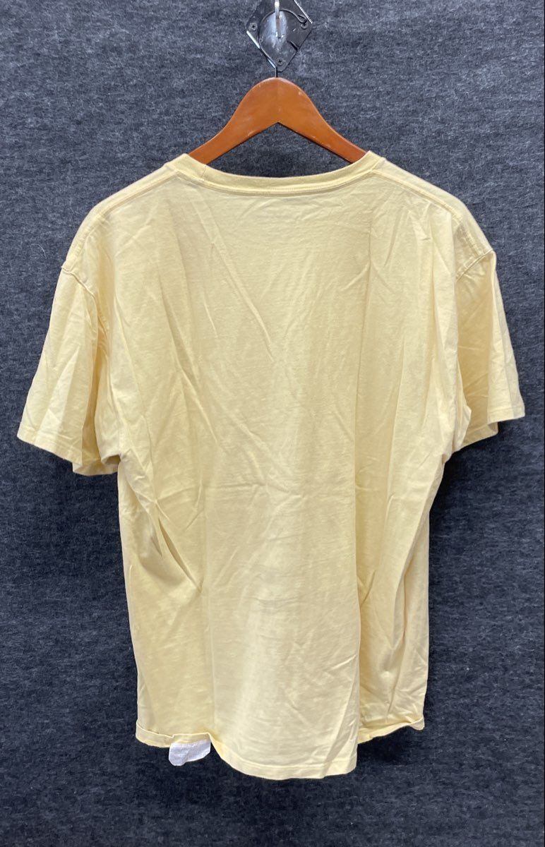 Champion Men's Yellow Script Logo Short Sleeve Crewneck T-shirt Size L