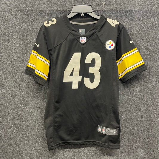 Nike Youth Pittsburgh Steelers Troy Polamalu #43 Jersey Black Sz XL 18-20