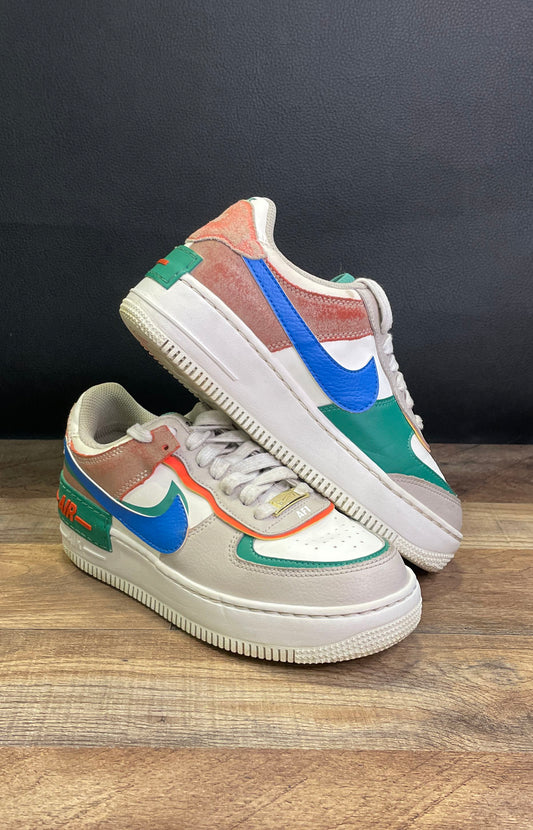 Nike Air Force 1 Shadow Multicolor Grey Blue Green Women's Sneakers Size 6