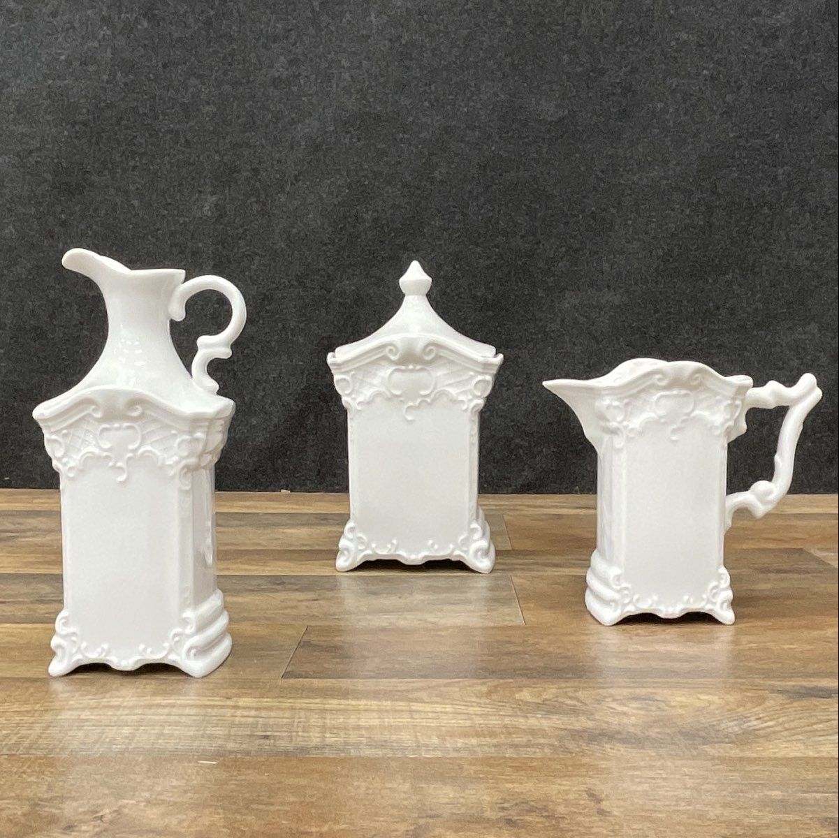 (3) French Country-Style White Porcelain Tea/Coffee Set