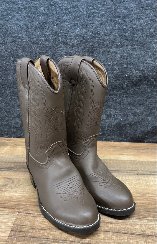 Lil' Durango Kids RT804 Brown Leather Western Cowboy Boots Size 13D