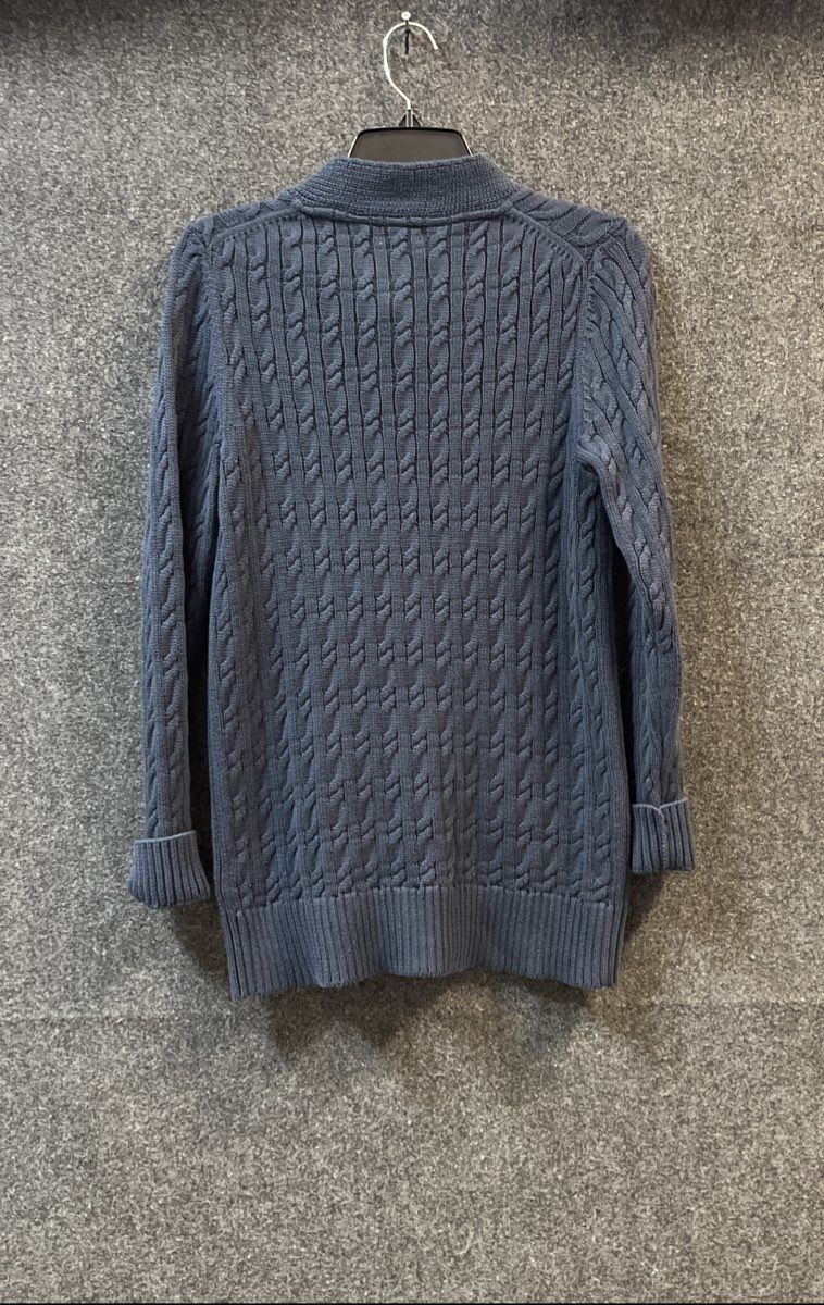 L.L. Bean Women's Navy Blue Double L Cable Knit Button Front Cardigan NWT Sz S
