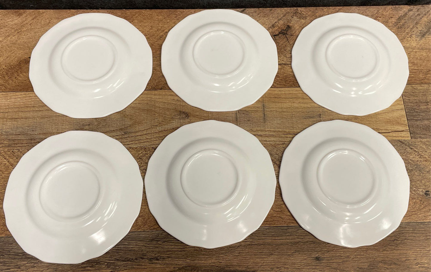 Set of 6 Indiana Colony Harvest Grape White Milk Glass Saucers