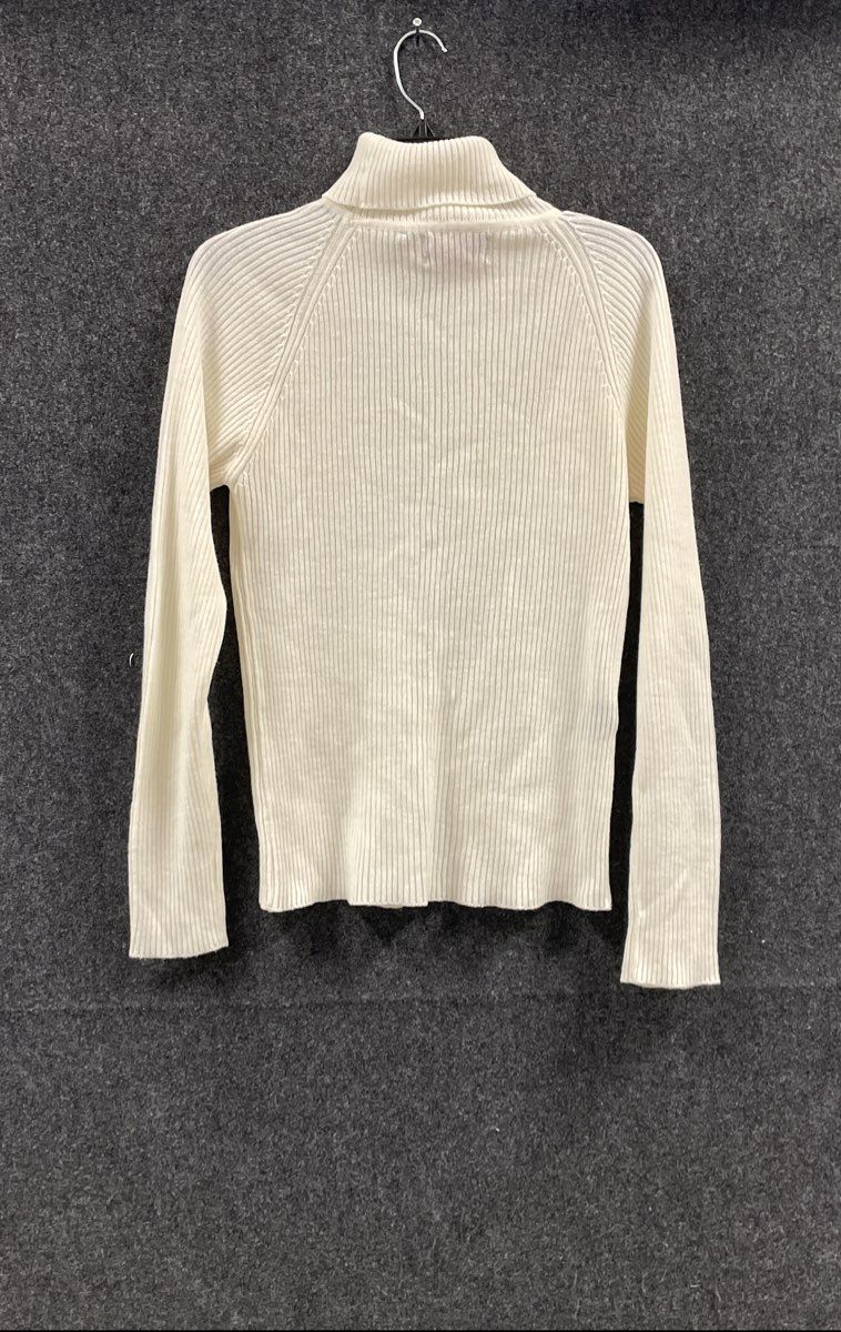Vintage 90s Arrow Women's White Ribbed Turtleneck Sweater Sz S/M