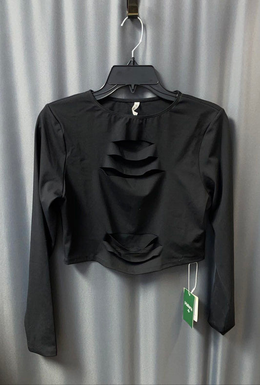 Halara Women's Black Long Sleeve Cutout Crop Top Size L NWT