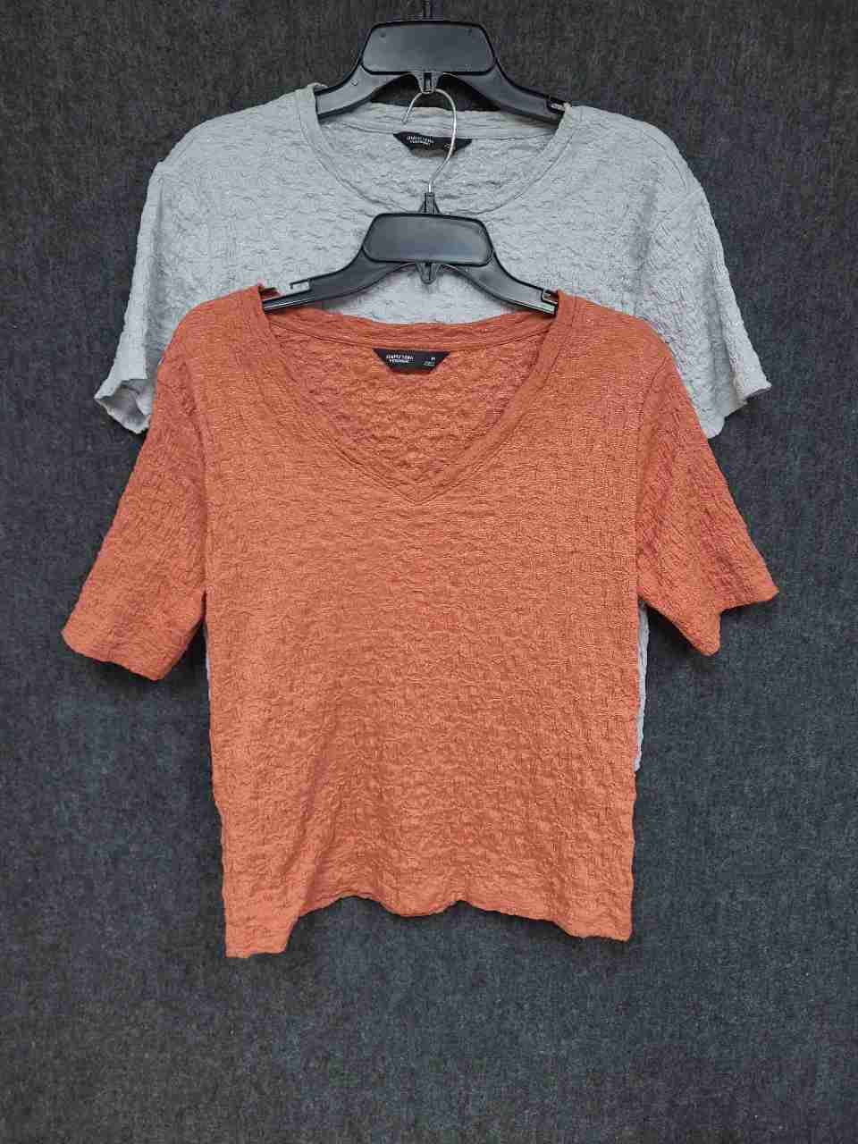 Simply Vera Vera Wang Women's Short Sleeve Textured Tops Lot Orange Gray Sz M L