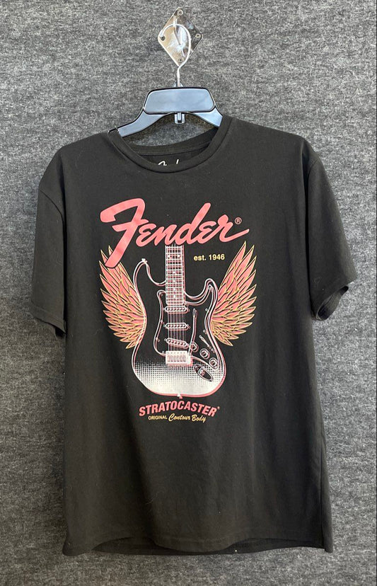Fender Stratocaster Guitar Graphic T-Shirt Licensed 2024 Black Sz L