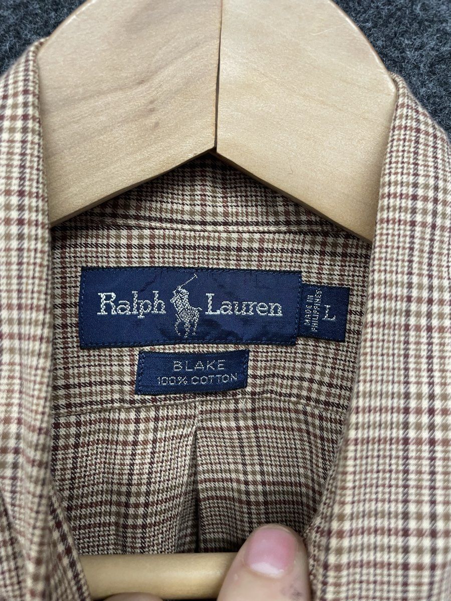 Vintage 90s Polo Ralph Lauren Men's Blake Brown Plaid Cotton Shirt Sz L