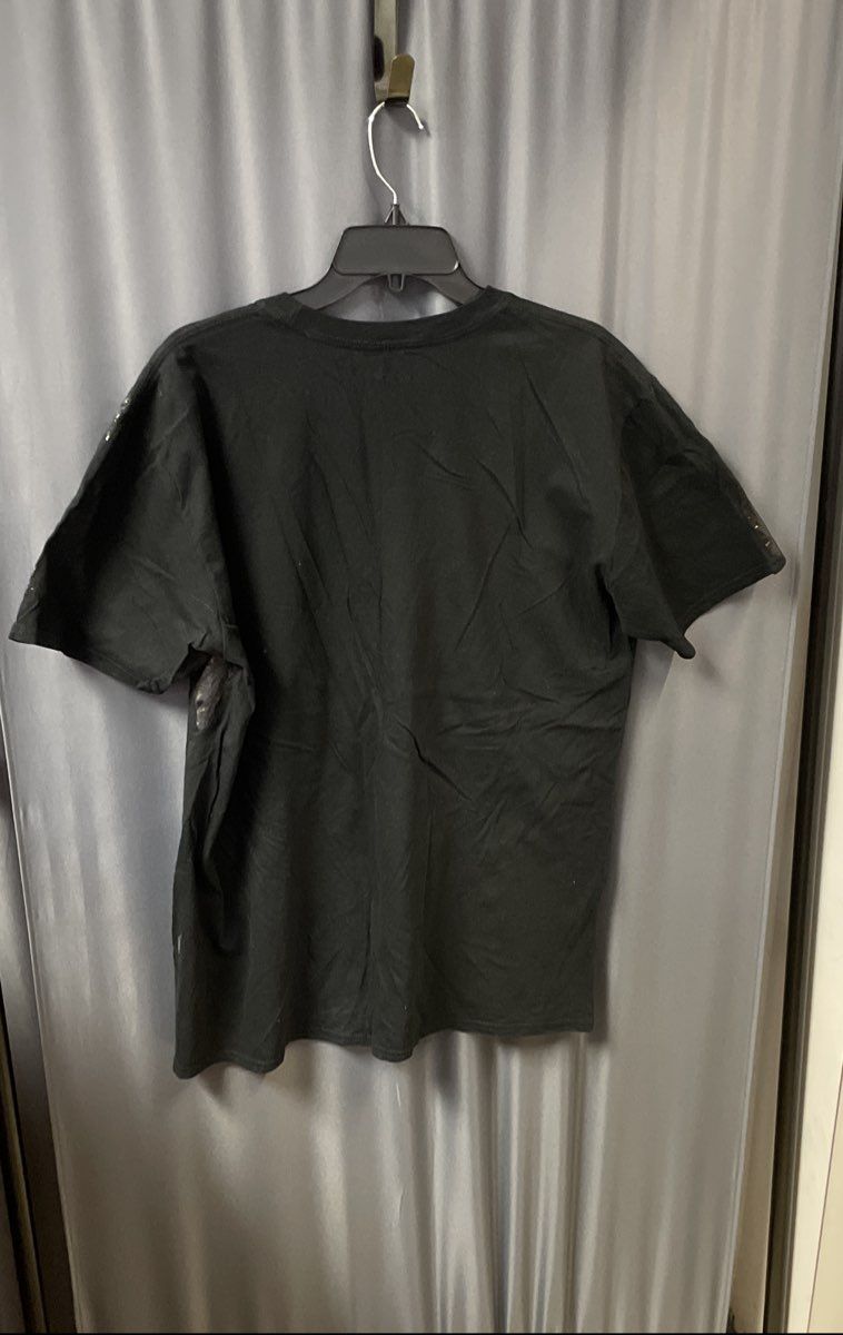 Fiorella Men's Black Metallic Glossy Skull Graphic T-Shirt Sz XL