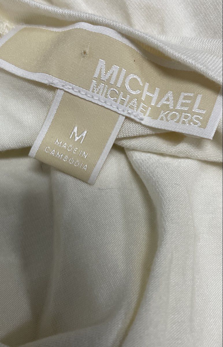 Michael Kors Women's Cream Sleeveless Tiered Layered Hem Tank Top Sz M