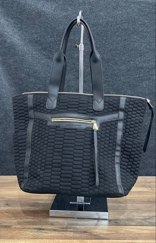Aimee Kestenberg Black Quilted Honeycomb Large Tote Bag Gold Hardware
