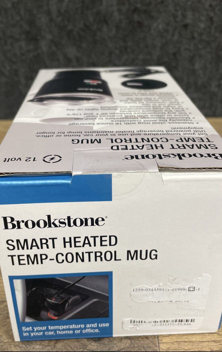 Brookstone Smart Heated Temp-Control Travel Mug 16oz USB-C & 12V Powered