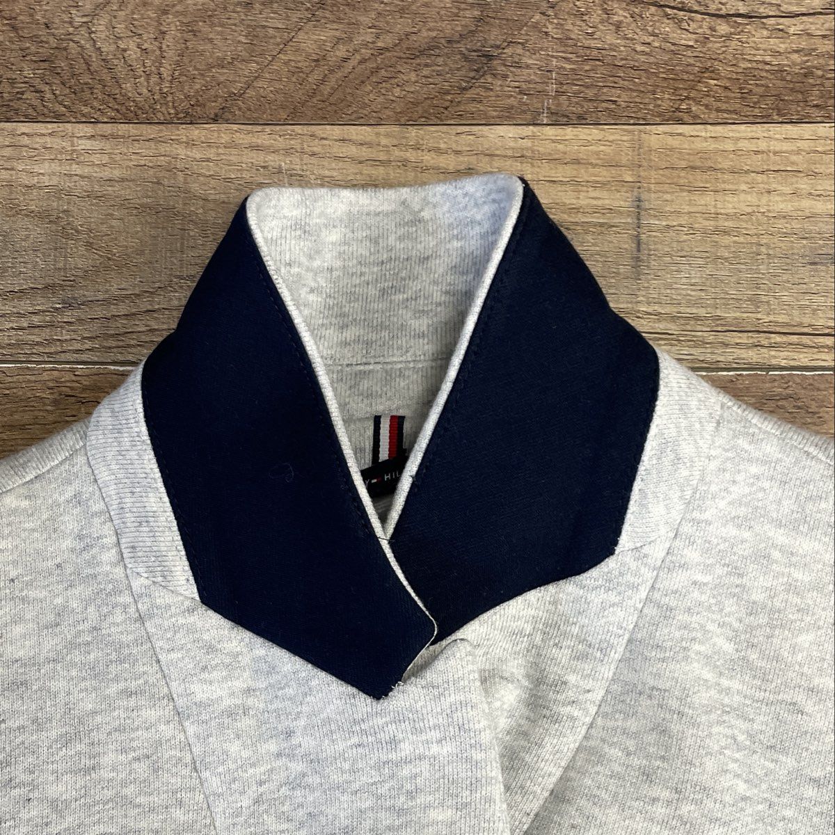 Tommy Hilfiger Women's Heather Grey Jersey Knit Blazer Elbow Patches Sz 8