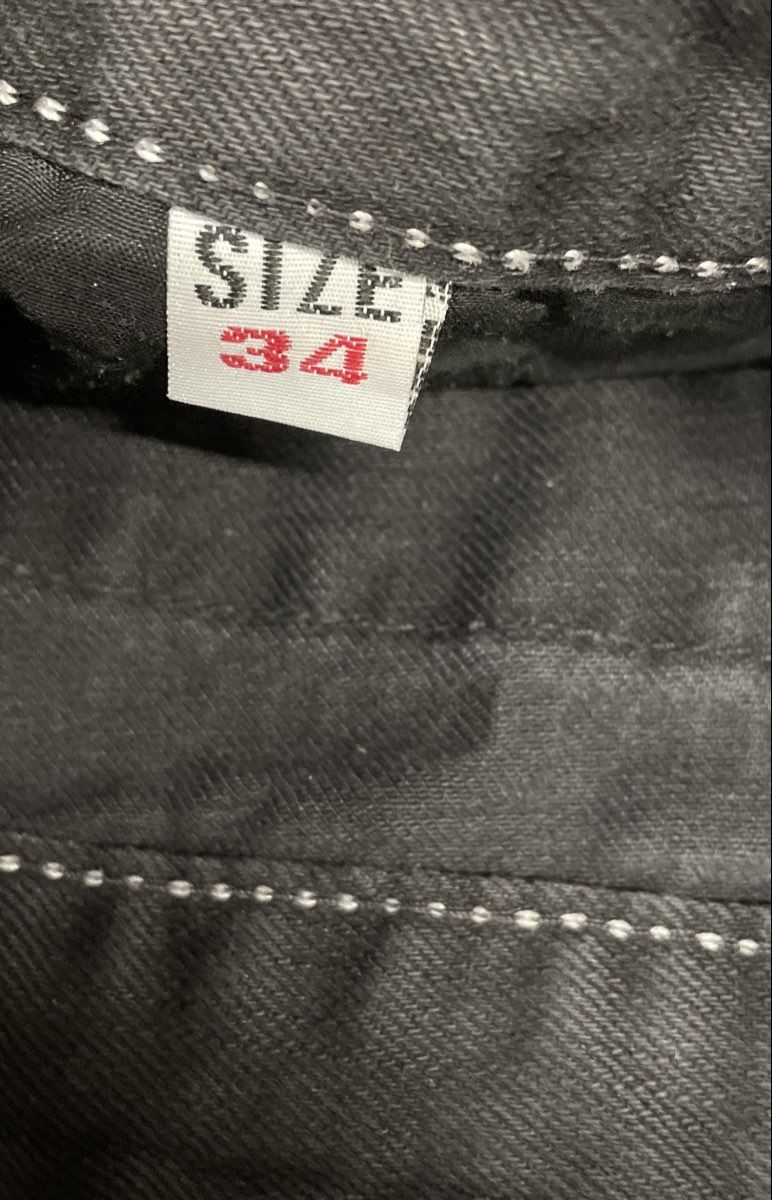 Aobodi Men's Black Denim Jeans White Contrast Stitch Dragon Graphic Pocket Sz 34