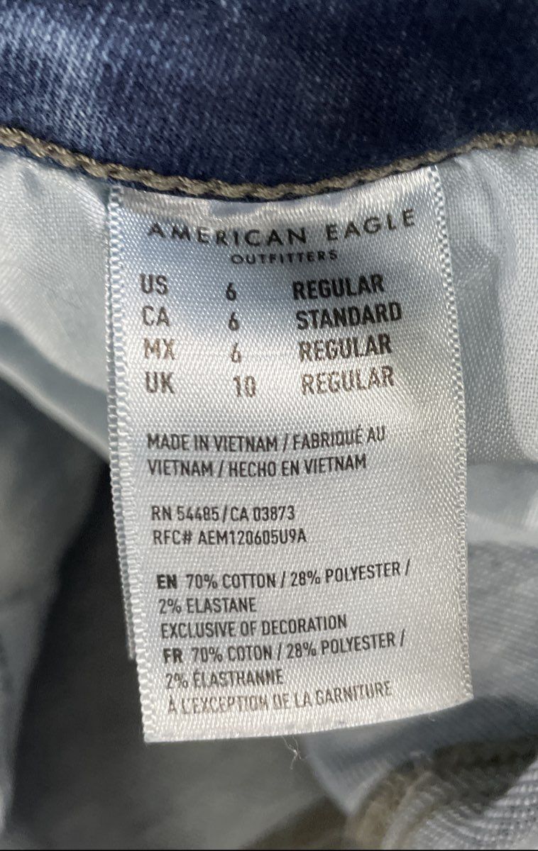 American Eagle Women's Blue Super Stretch Distressed Skinny Jeans Sz 6 Regular